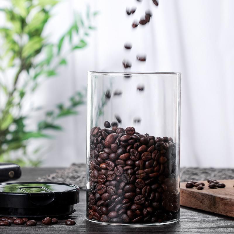 Coffee Bean Storage Can Transparent Glass Sealed Jar Home Nut Container Bottle