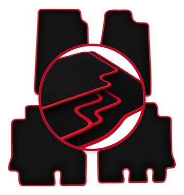 Velúrové podlahové rohože s červeným lemom pre: Jeep Wrangler III JK terénny (2006-2017)