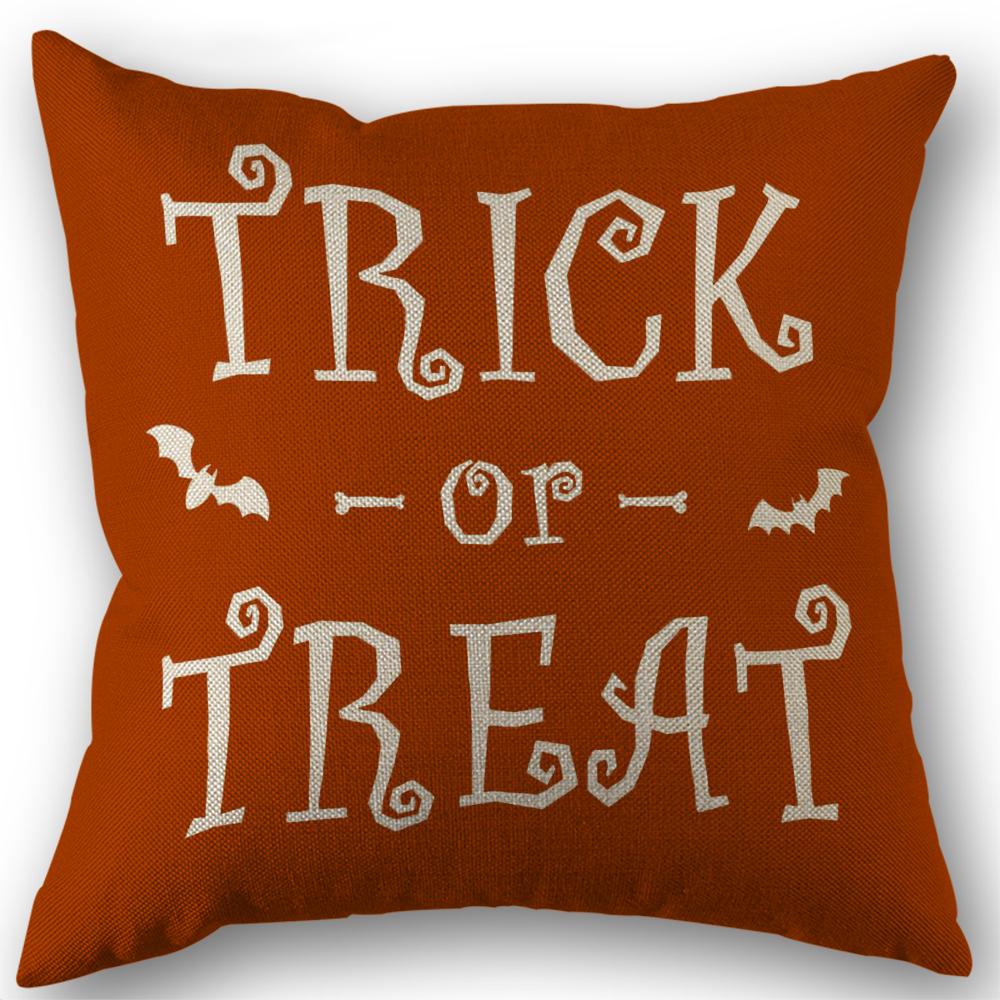 Halloween Decor Pillow Case 45x45 Pillow Cover Funny Pumpkin Ghosts Black Cat Print Cushion Cover Home Decorations Holiday Gifts