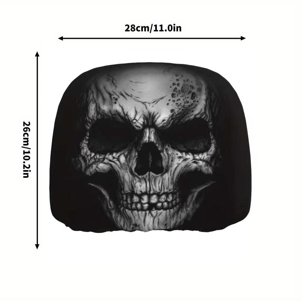 1 Τεμάχιο Μαύρο Κάλυμμα Προσκέφαλου Αυτοκινήτου με Μοτίβο Κρανίου Αναπνεύσιμο Κάλυμμα Προσκέφαλου Καθίσματος Αυτοκινήτου Μαξιλαροθήκη Αυτοκινήτου Απόκριες