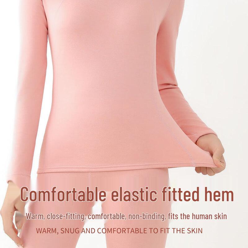 FENTENGCARE Women's Thickened Slim-Fit Thermal Underwear Set with Wool & Silk