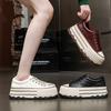 Leather Thick-soled Heightening Muffin Shoes for Women 2025 Autumn New Casual Board Shoes, Leather Versatile Fashion Casual Shoes for Women