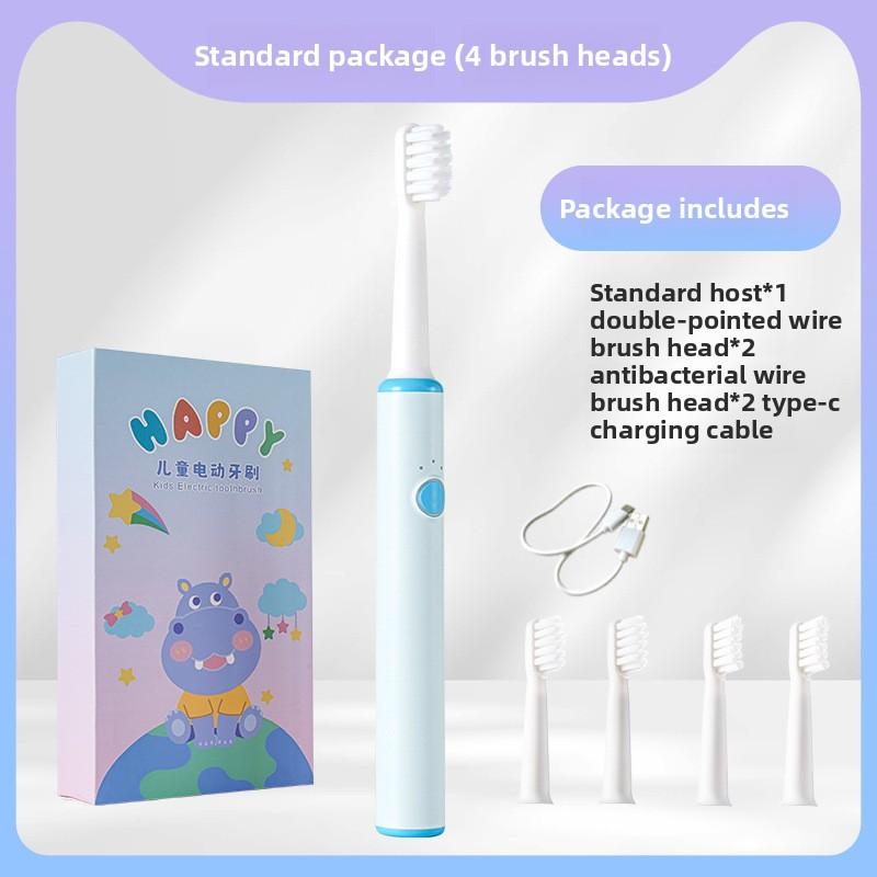 

Детская электрическая зубная щетка, перезаряжаемая, антибактериальная, с мягкой щетиной DuPont, звуковая электрическая зубная щетка, умная зубная щетка, бесплатная наклейка