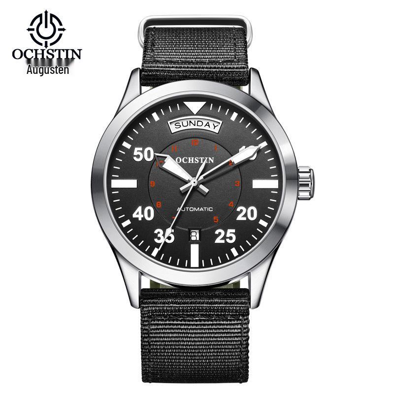 OCHSTIN Swiss Men's Mechanical Watch, High-End Automatic, Waterproof, Dual Calendar, Nylon Strap