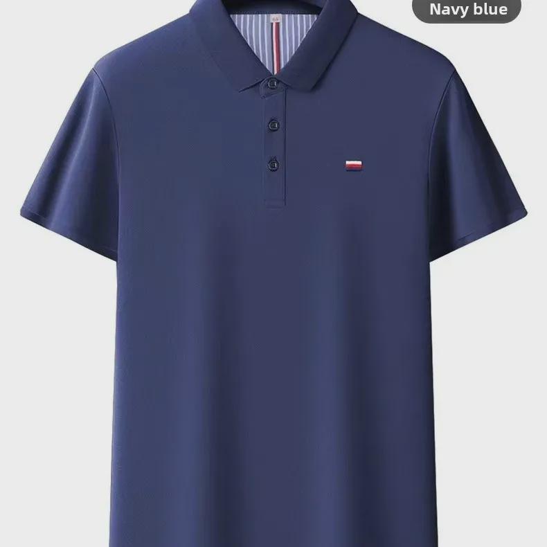 Men's 2024 Summer American Style Embroidered Golf Polo Shirt - Minimalist Short-Sleeved Collared T-Shirt