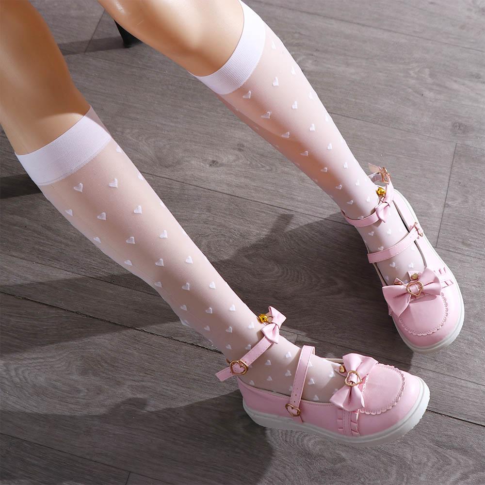 Love Heart Girls Gift Ultra-Thin Korean Style Lolita Calf Socks Women Stockings Long Tube Hosiery