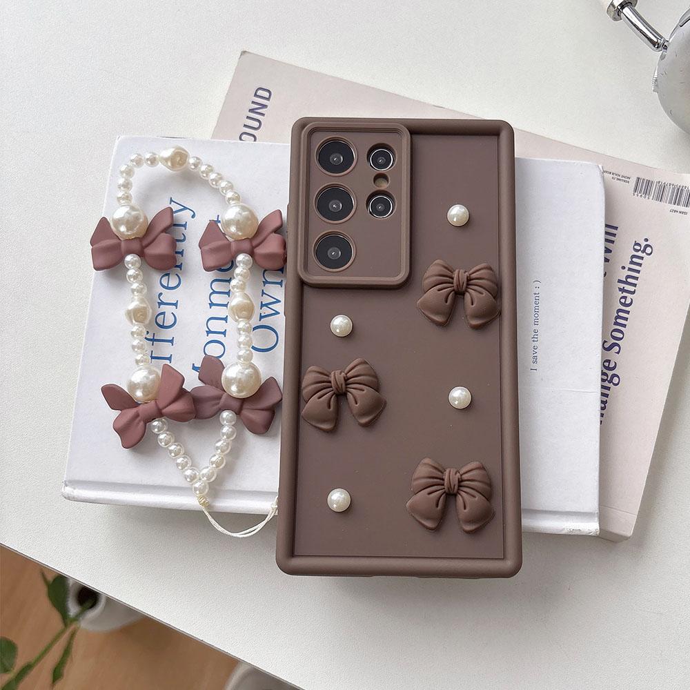 3D Bowknot Pearl Silicone Phone Case For Motorola Moto G85 G55 G45 G35 5G G84 G64 G54 G34 5G G24 Power G14 G04 G04S 4G G Pure