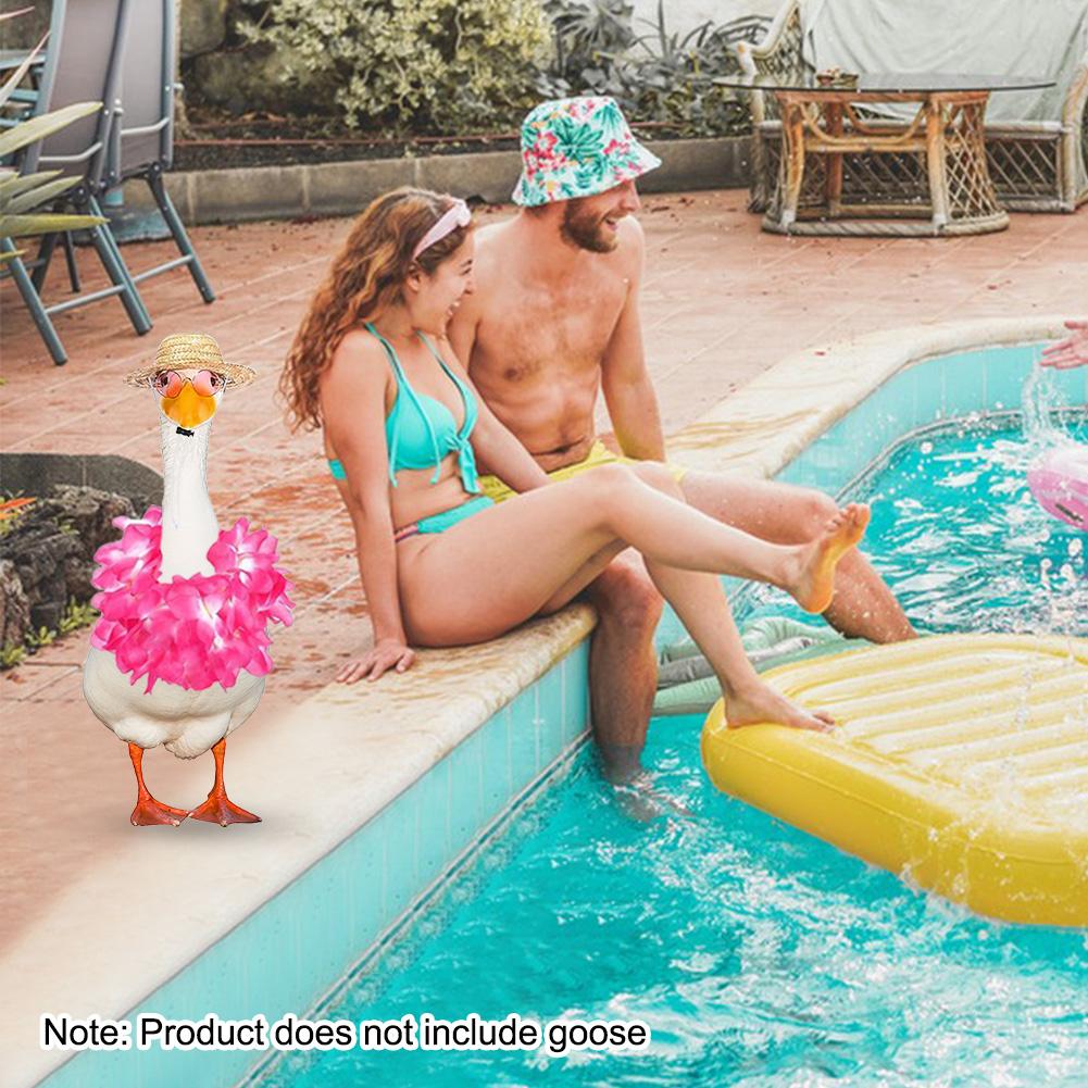 Porch Goose Summer Costume Decorative Lawn Goose Statue Clothes Funny Goose Clothing with Sunglasses for Holiday Garden Lawn