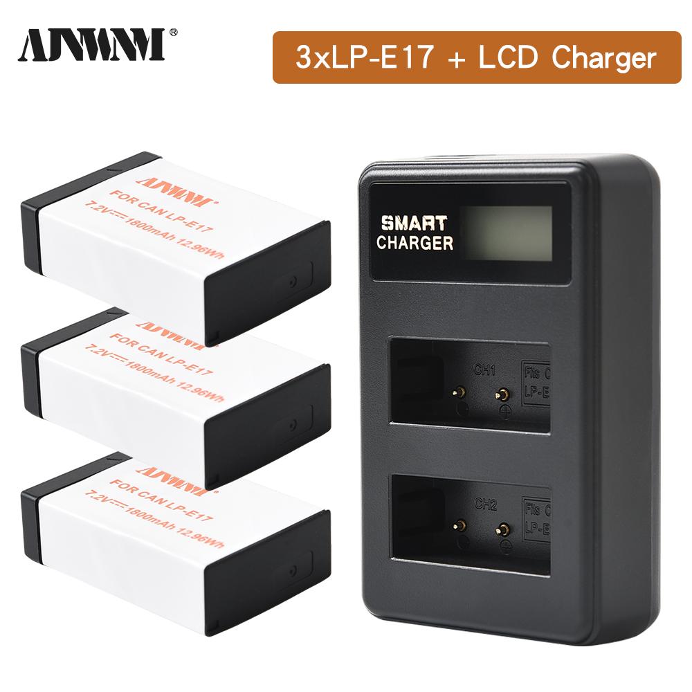 1800mAh LP-E17 LP E17 Camera Battery with USB Cable Charger for Canon EOS RP 200 250D M3 M5 M6 750D 760D T6i T6s 800D 8000D 77D Kiss X8i