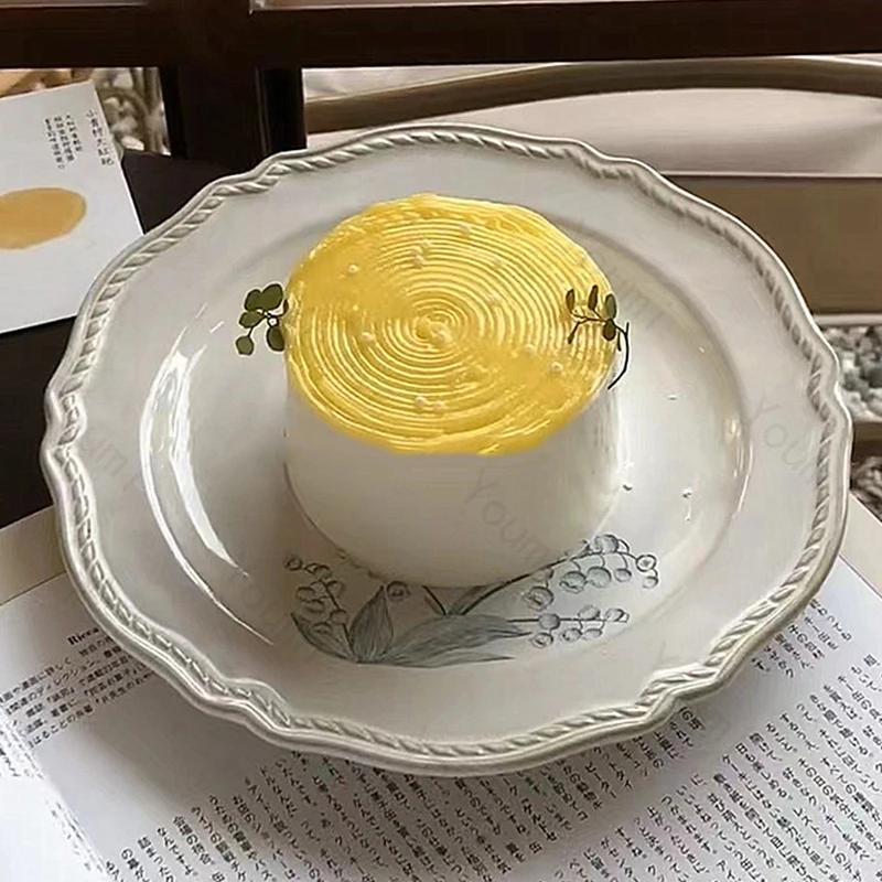 French Palace Style Dining Plate Afternoon Tea Dessert Ceramic Plates Household Breakfast Fruits Dishes Exquisite Tableware