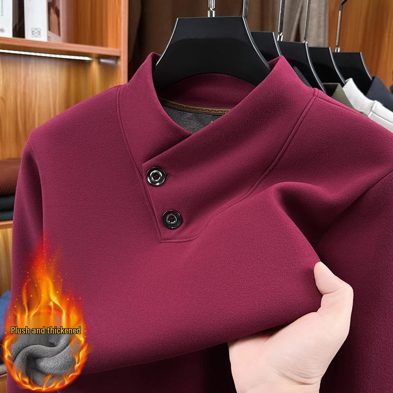 Men's High-Grade Velvet Stand Collar Hoodie - Thickened Winter Base Layer 2025