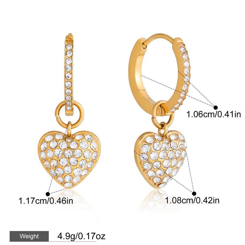 Yori New Stainless Steel Heart-shaped Pendant Earrings Waterproof Daily Recommend Chic Charm Jewelry Wholesale Bijoux