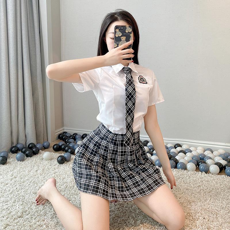 Sexy Underwear, Uniform Temptation, Student Clothing, Plaid Tie, Split Pure Japanese and Korean Campus Uniforms, Role-playing