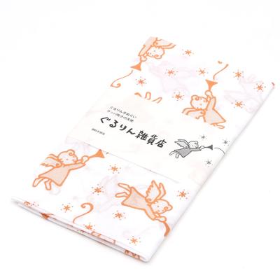 Gururin Tenugui (Tenugui) Trumpeter Angel Apricot Design, Japanese Souvenir, Approx. 35cm X 90cm, 1 Piece, Quick-Drying