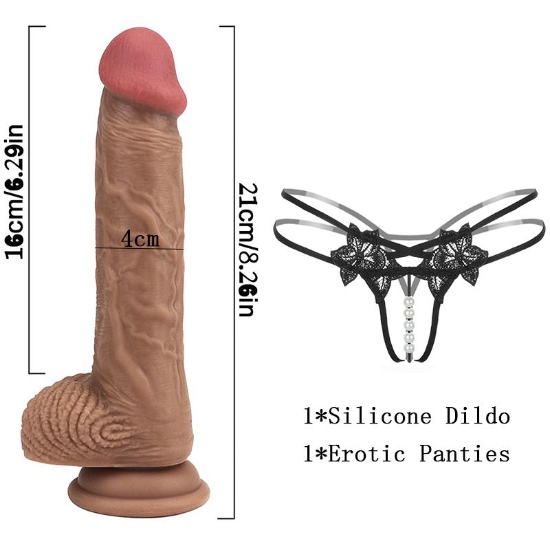 Realistischer weicher Silikondildo mit erotischem Höschen, schwules Spiel für Erwachsene, Sexspielzeug für lesbische Frauen, Paare