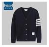 Unisex College Style Cotton Yarn-Dyed Casual Cardigan Jacket