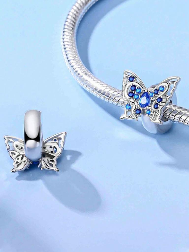 Charms Plata Copper Colors Colorful Butterflies Beads Charm Pendant For Original Bracelet For Women Diy Jewelry Love Gift