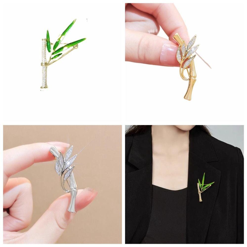 

Zinc Zinc Alloy Bamboo Shape Brooch Green/silver/gold Cartoon Backpack Accessory