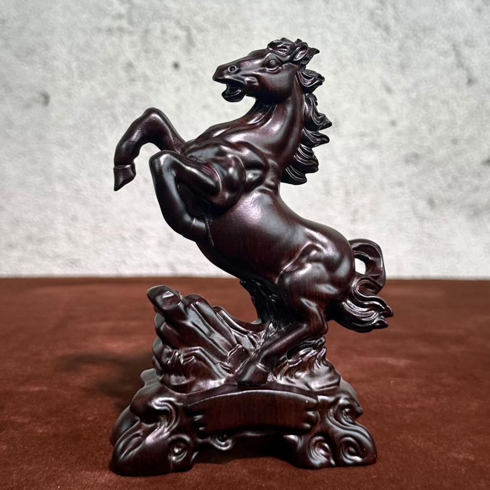 Feng Shui Horse Ornament Horse Feng Shui Ornament Wooden Carving Horse Figurine Resin Sculpture Collectible Fengshui for Lovers