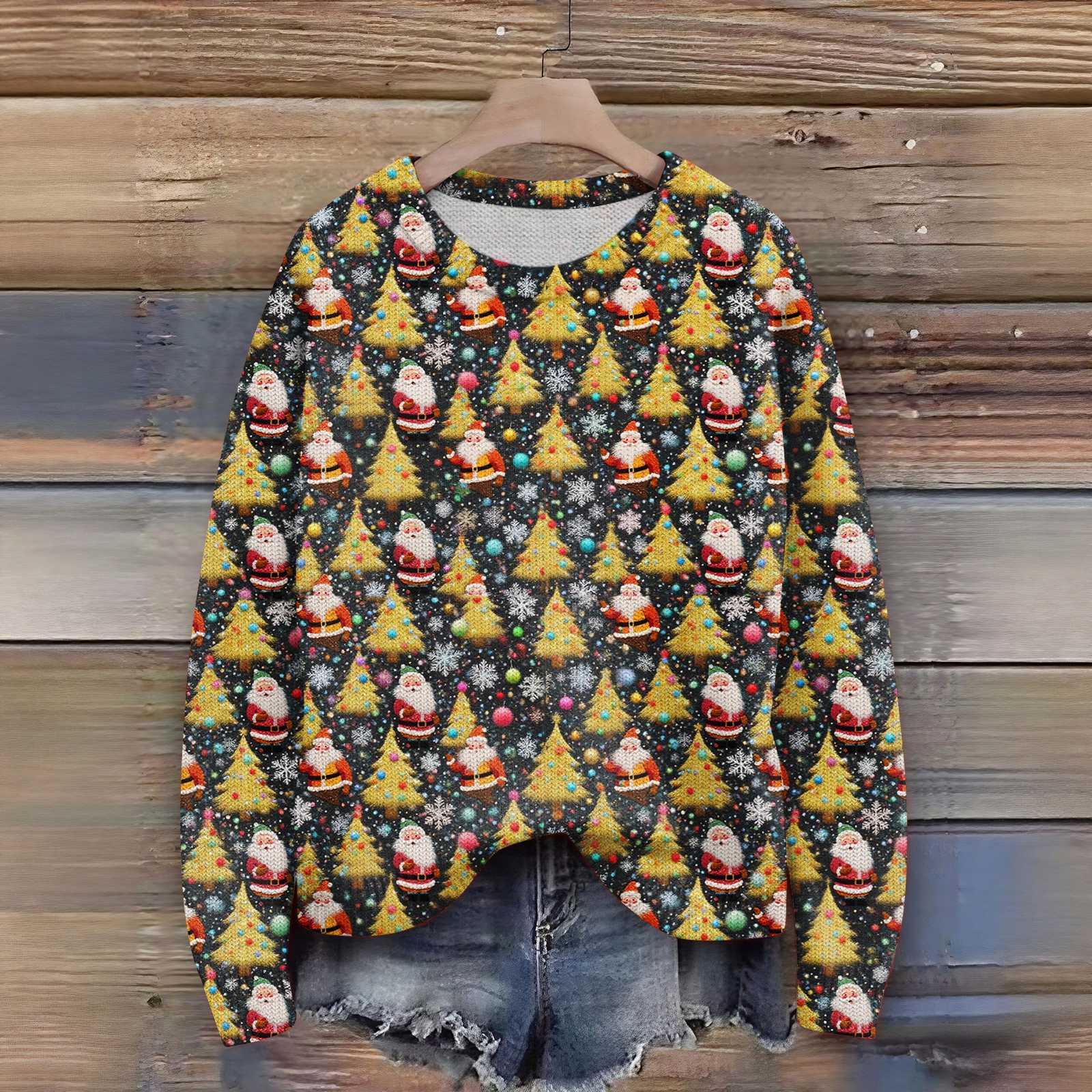 

Women S Christmas Sweater Cute Fun Christmas Sweater Fall And Winter Long Sleeve Knitted Sweater XL