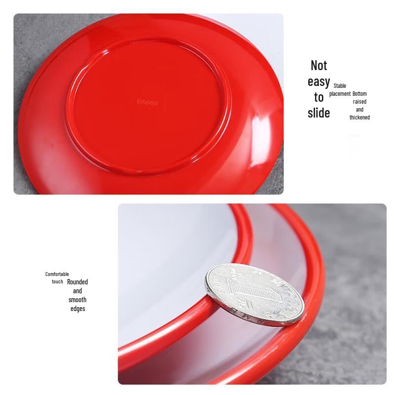HANDUNYOU Commercial Melamine Round Shallow Plates (5-Pack)