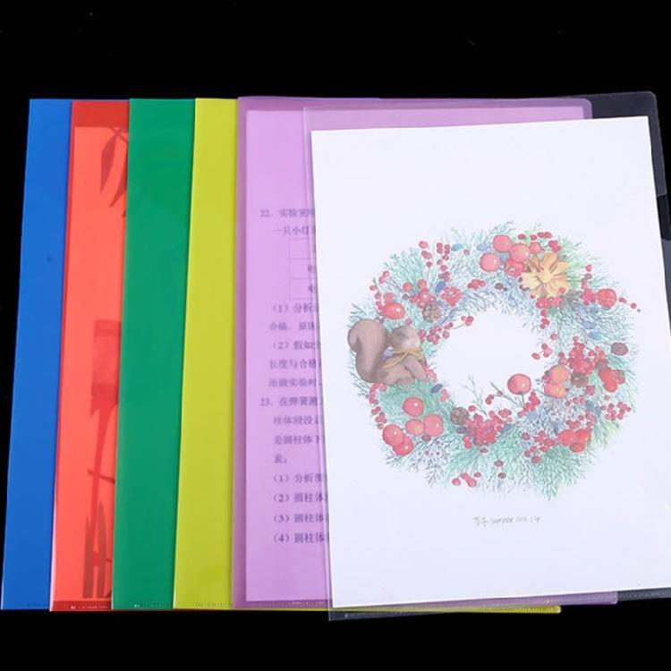 6 Color L Shaped Folder A 4 Plastic Folder Paper Clip Folder Presentation Folder for Protection File