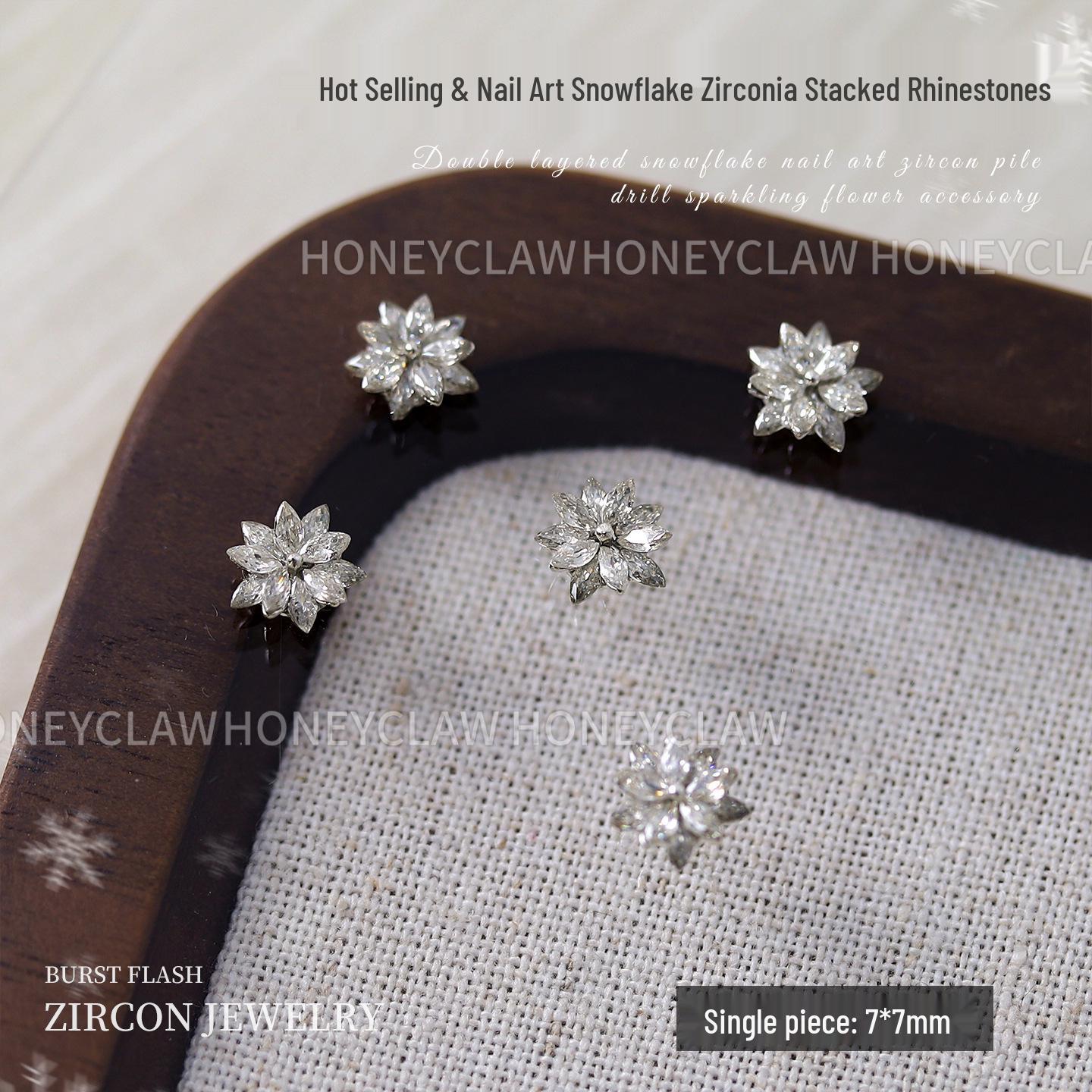 Winter Snowflake Zirconia Rhinestone Nail Art Decor