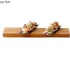 Long Wooden Pallet Dim Sum Dish Dessert Plate Sushi Plate Sashimi Plate Snack Bowl Fruit Tray Pastry Plates Bread Cake Stand