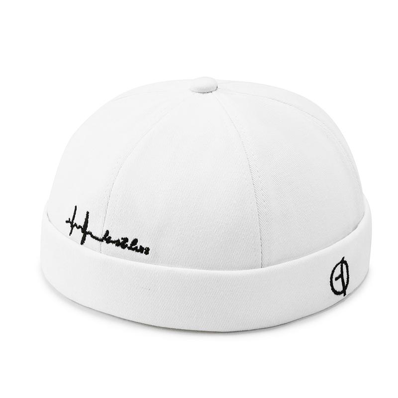 

Fashion Letter Print Beanie Hats Men Docker Cap Skullcap Retro Brimless Hip Hop Hats Cotton Adjustable Spring Landlord Hat белый