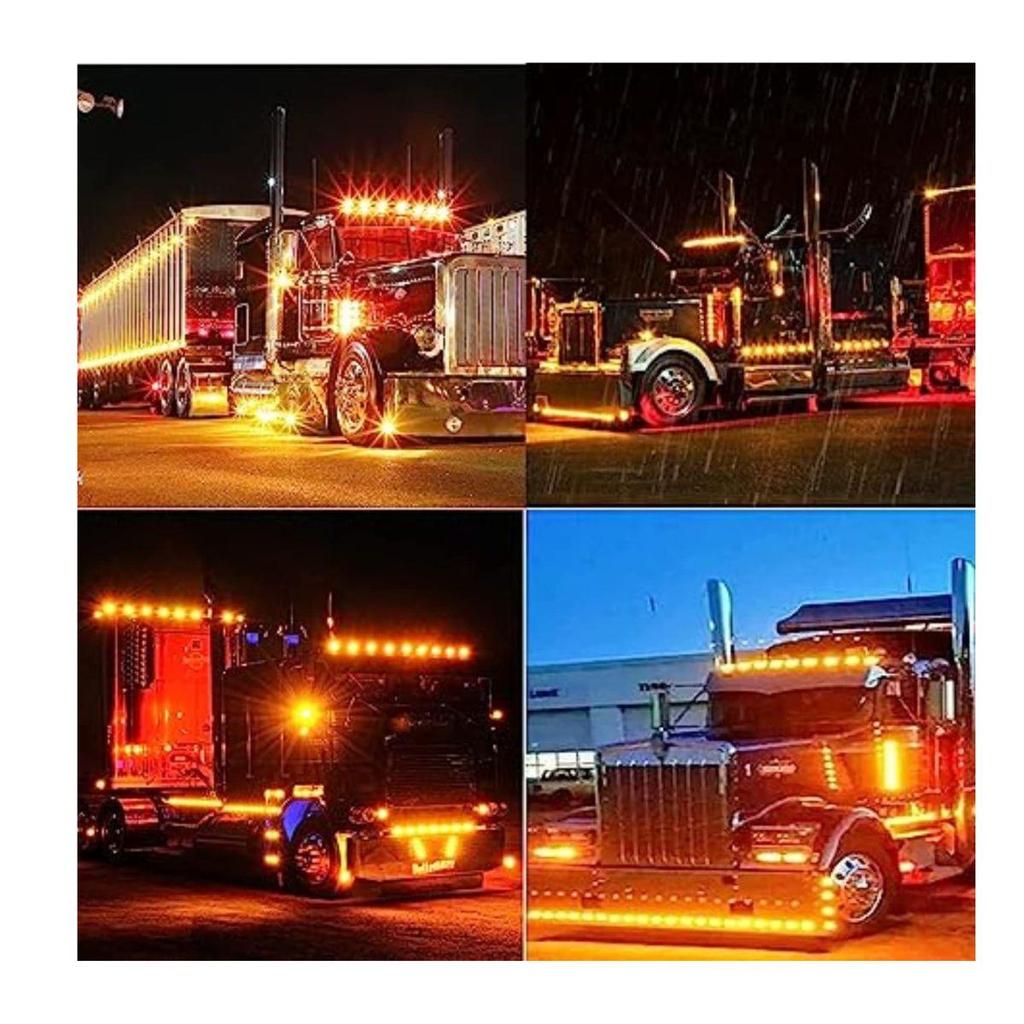 2-Pieces Led marker lights trailer, 24V Waterproof Trailer Marker Light Amber for semi trucks freightliner cargo Marker lights Universal Fit