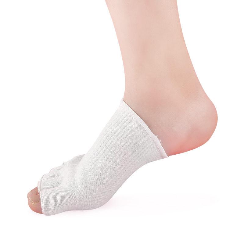 Women's SPA Cotton Fiber Gel Split-toe Open-toe Half-cut Five-toe Socks White Gel Open-toe Spot Wholesale