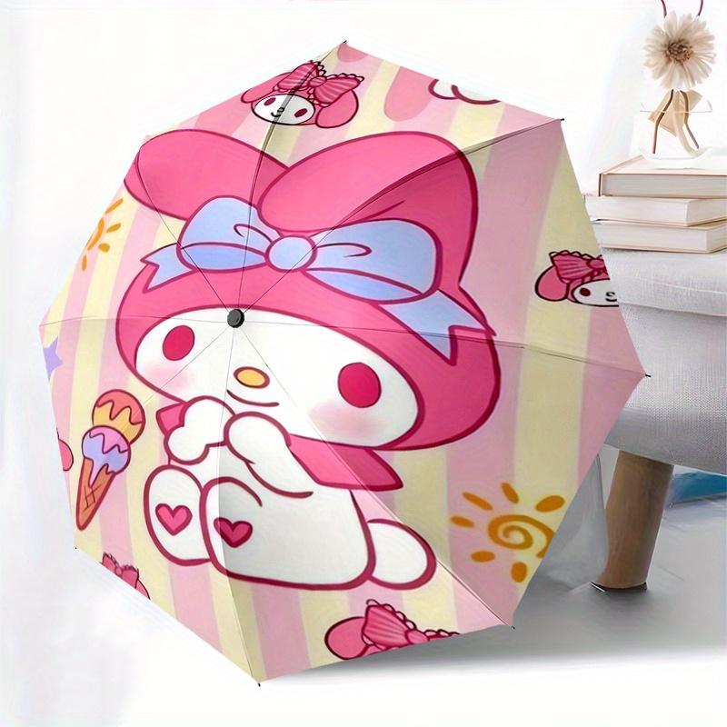 My Melody,Sanrio Automatic Folding Umbrella-Simple 8-Rib Design, Bright Cartoon Pattern, Durable Iron Frame, Suitable For Travel, Outdoor, B
