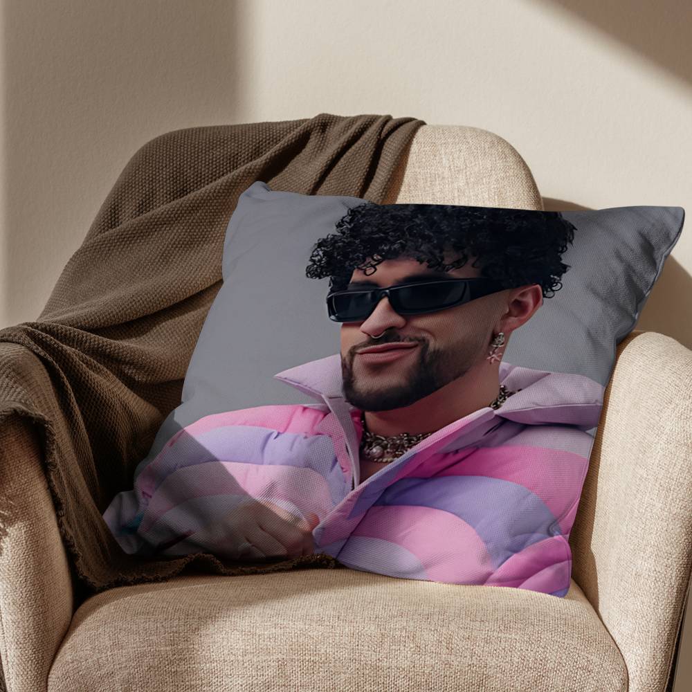 Nuevayol Baile DtMF Bad Bunny Pillow Case Pillow Case Living Room Sofa Cushion Cover Suitable For Home Bedroom Room Decoration