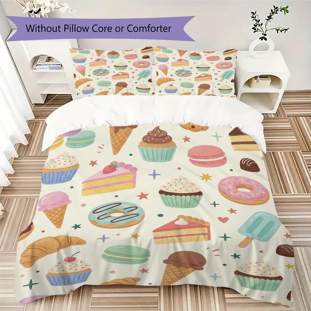 Cute Cartoon Pattern Bedding Uilt Set Uilt Cover Pillowcase Home Decoration Birthday Gift (1 * Duvet Cover + 2 * Pillowcase Without Core)49