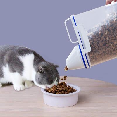 Dog Cat Food Storage Container Airtight Moisture Plastic Pail With Measuring Cup Portable Pet Dog Snack Storage Box Pet Supplies