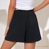 Damen Sommer Einfarbig Hohe Taille Kordelzug Bequem Lässig Sportshorts