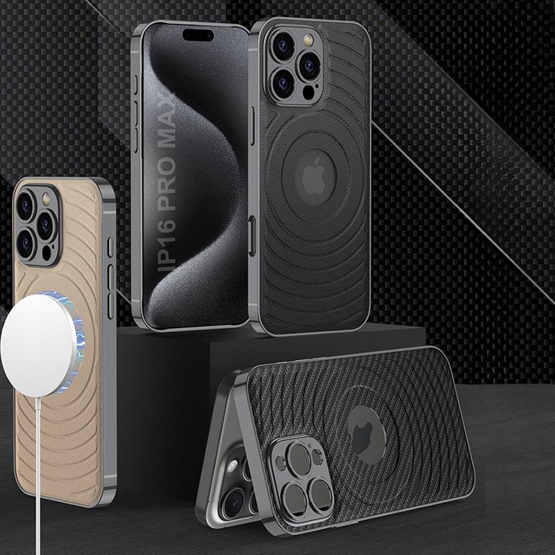 For IPhone 16 Electroplated Magnetic Phone Case for IPhone 16 Plus 16 Pro Max Leather Shockproof Protective Cover