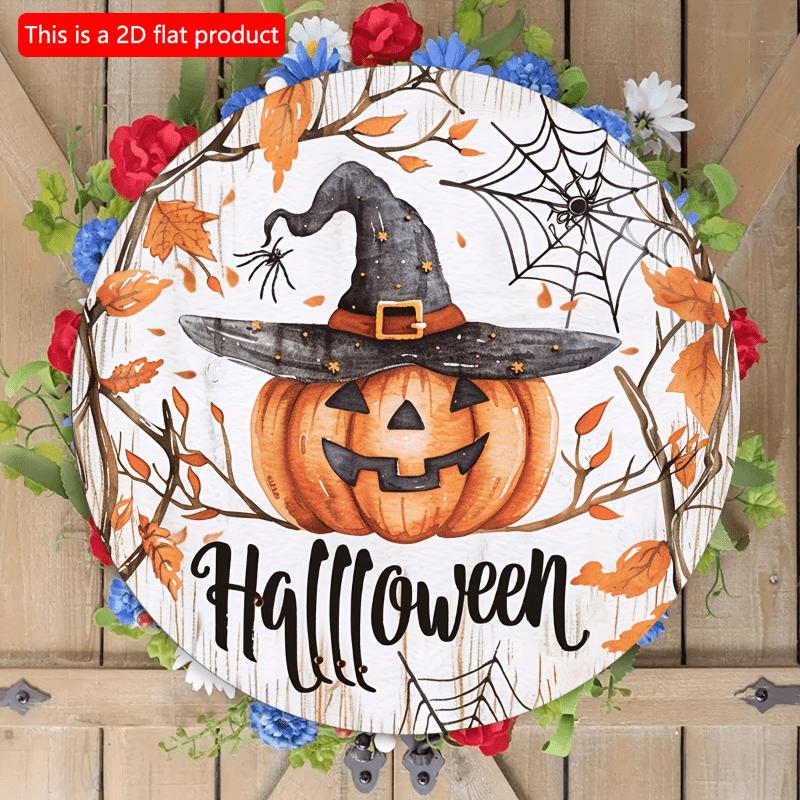 2d Flat 20*20cm, Halloween Home Decoration, Halloween Wizard Pumpkin, Wooden Circular Creative Logo Decoration, for Home, Garden Wall Decor.