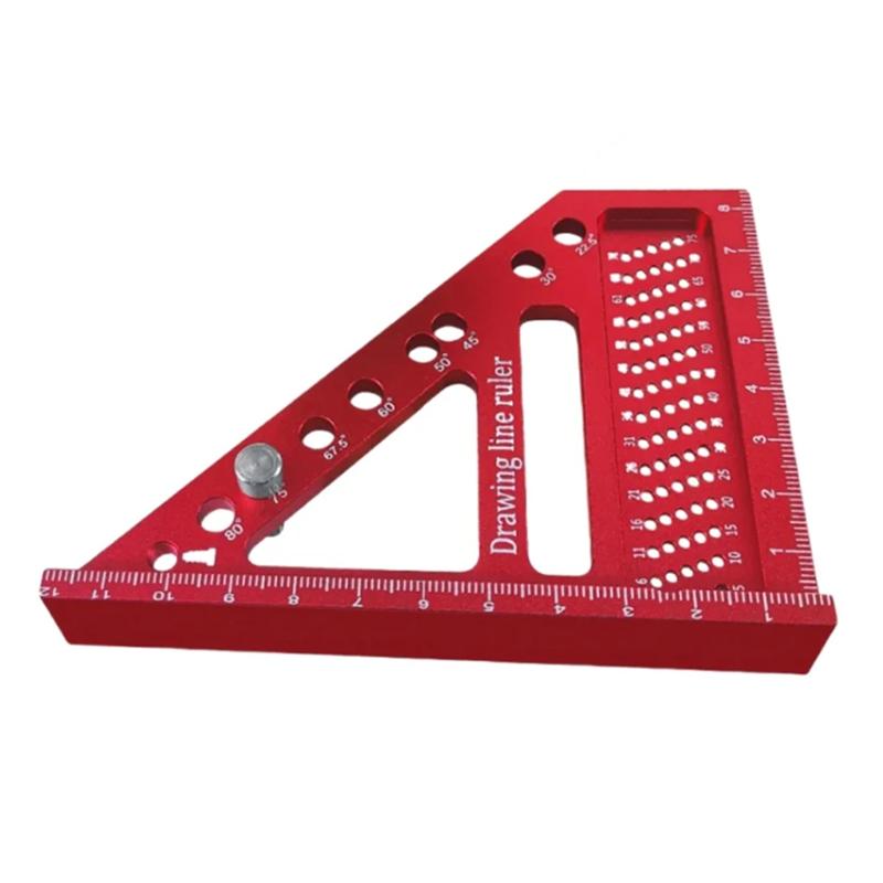 A96I-Multi-Angle Measuring Ruler W/ Dowel Woodworking Square Protractor Miter Triangle Ruler High Precision Layout Tool