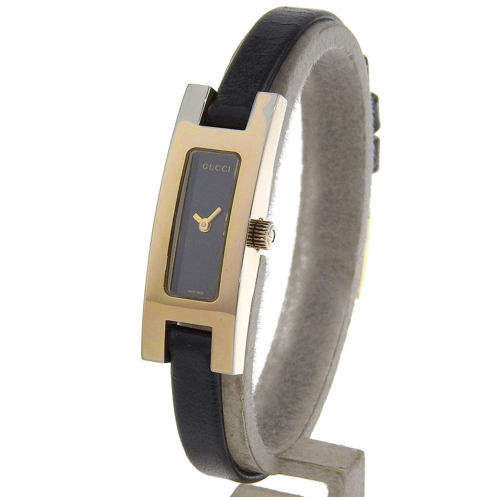GUCCI Watches 3900L blackDial Stainless Steel/leather Quartz Analog display Women Used