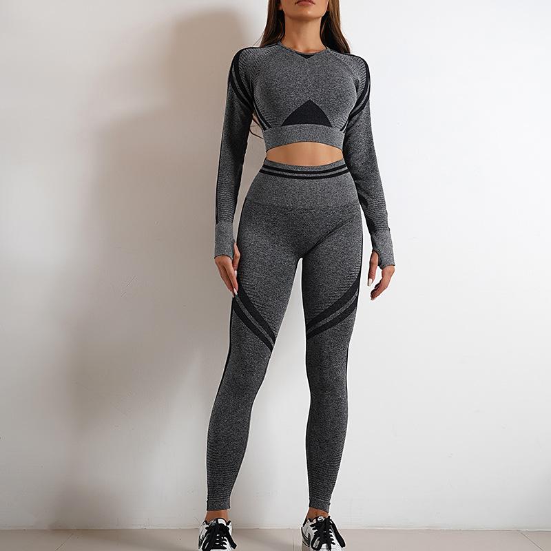 JYL Seamless Knit Yoga Set Hip Lifting Backless Fitness Outfit