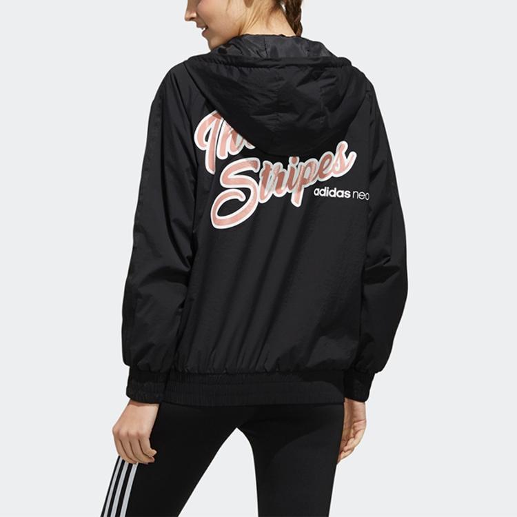 Adidas Neo Hooded Sports Jacket Unisex Outerwear Black FK9939