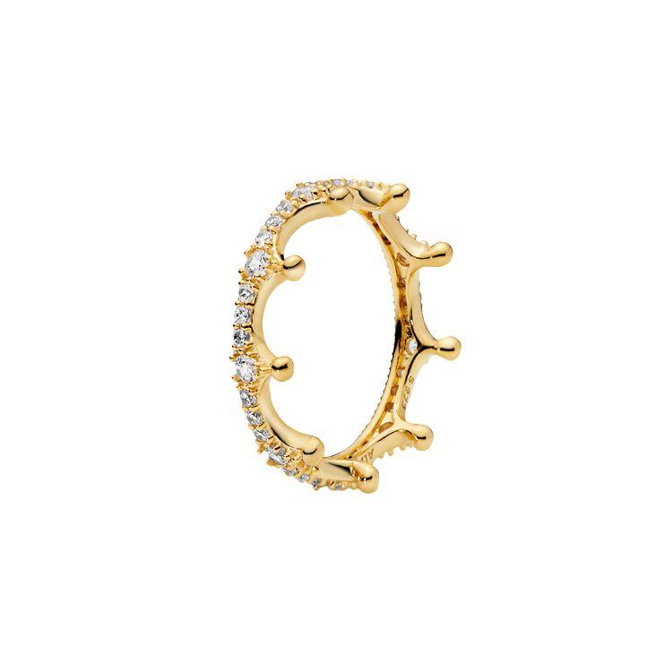 Pandora Gold Crown Ring Women rings 167119CZ 50