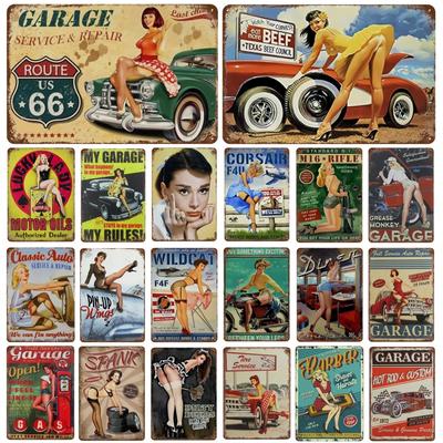 Cartello Metallico Vintage in Latta Midnight Lounge Pin Up Girl per Casa Gas Bar Pub Cucina Garage Ristorante Decorazione Murale Targhe
