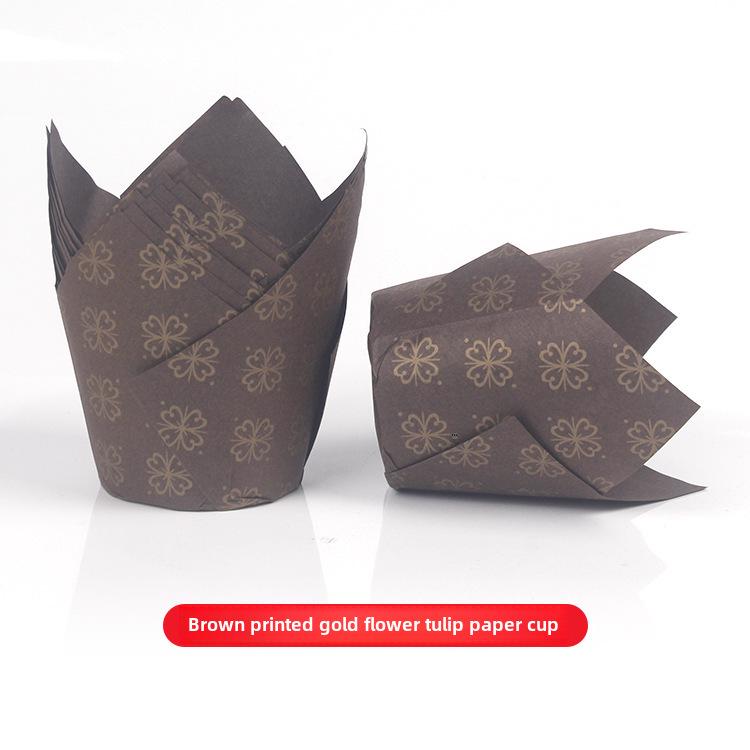 Mehrfarbige Flammen Hochtemperatur Ölfest Tulpenförmige Cupcake-Förmchen