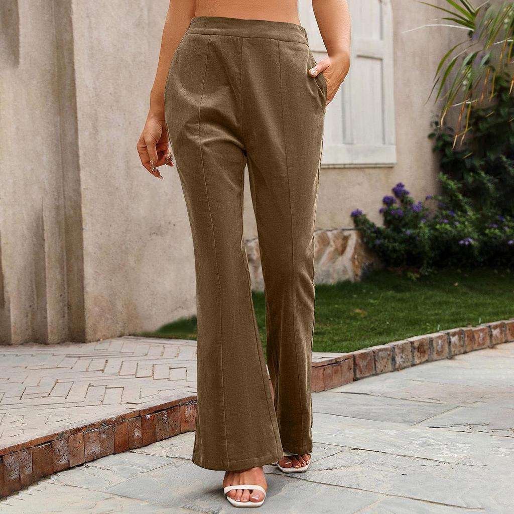 Flare Leg Dress Pants For Women Casual High Waisted Stretchy Bell Bottom Work Business Casual Trousers With Pockets