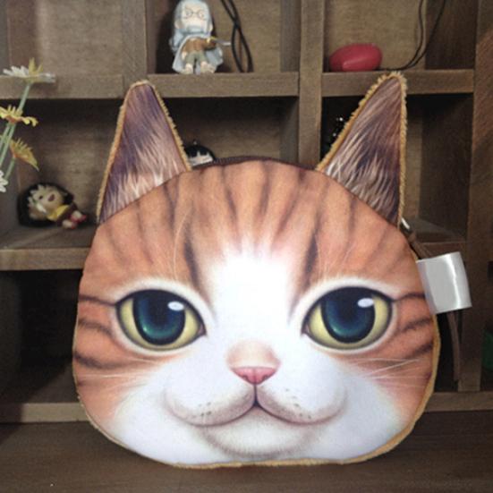Rolig katt Ansikte Huvudtryck Mini Myntväska Plånbok Plånbok Dragkedja Barn Present