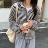 Women's Striped Zip-Up Hooded Cardigan - Spring/Autumn 2022 - Loose, Trendy Korean Style Short Jacket