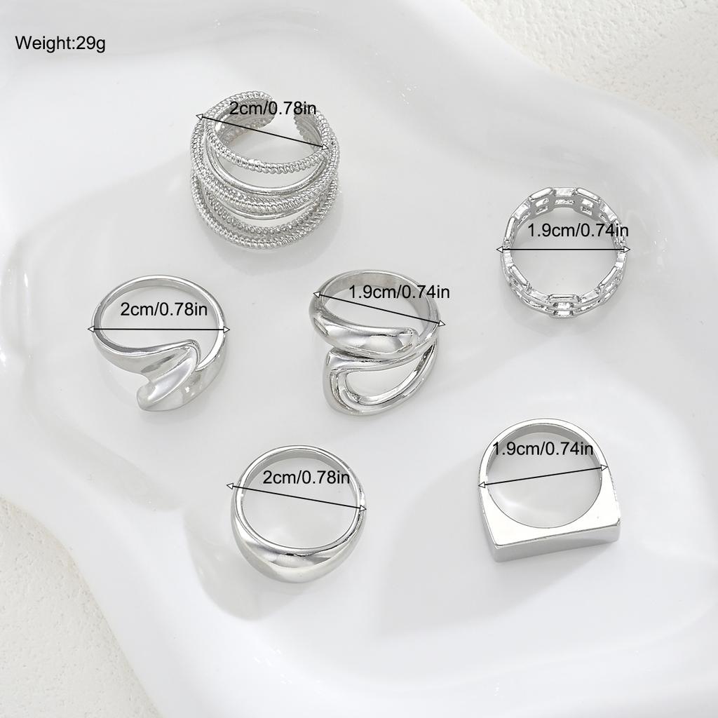 6 Pcs/Set Fashion Vintage Metal Rings For Women Punk Hip Hop Gold Silver Color Irregular Knuckle Joint Ring Daily Jewelry