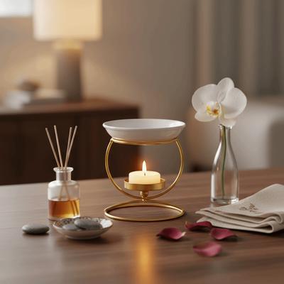 Minimalist Essential Oil Burner Iron Modern Aromatherapy Candle Holder Decorative Candle Heating Holder Wellness Room
